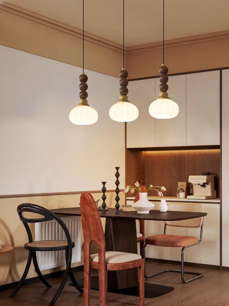 Vothaila lámpara colgante con elegancia tradicional y estilo vintage de vidrio, madera