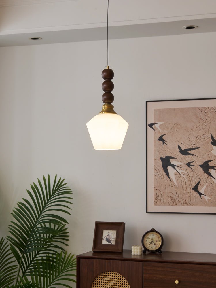 Vothaila lámpara colgante con elegancia tradicional y estilo vintage de vidrio, madera