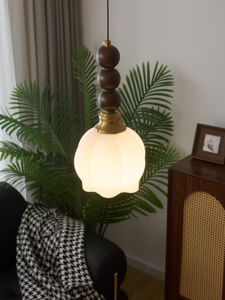 Vothaila lámpara colgante con elegancia tradicional y estilo vintage de vidrio, madera