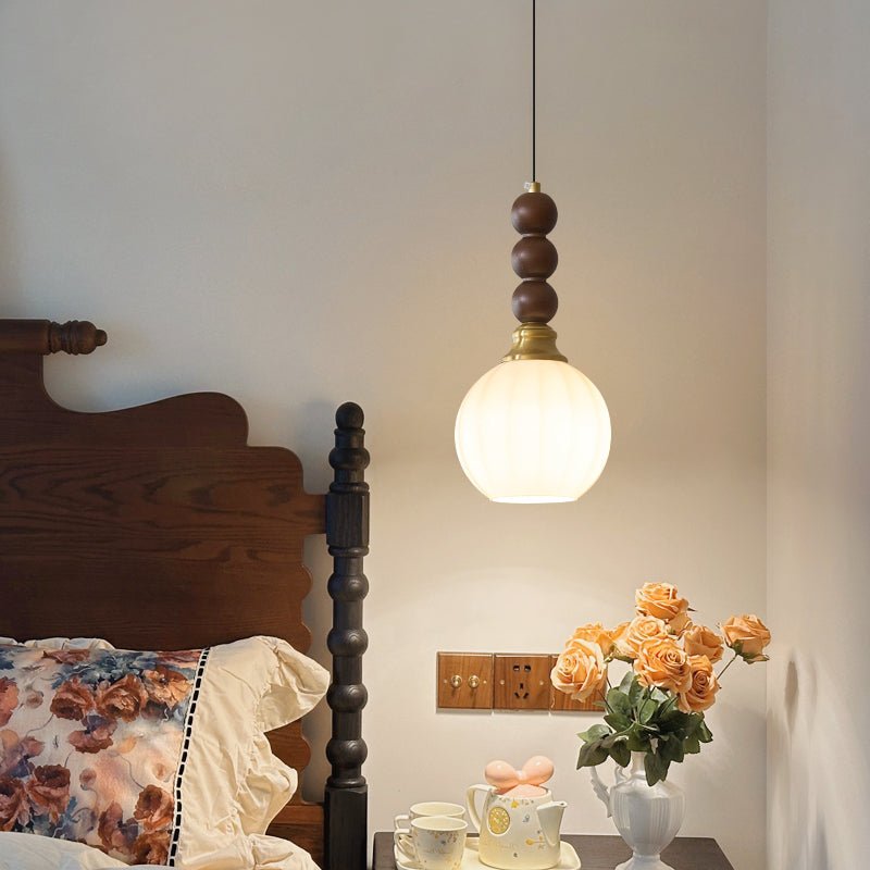 Vothaila lámpara colgante con elegancia tradicional y estilo vintage de vidrio, madera