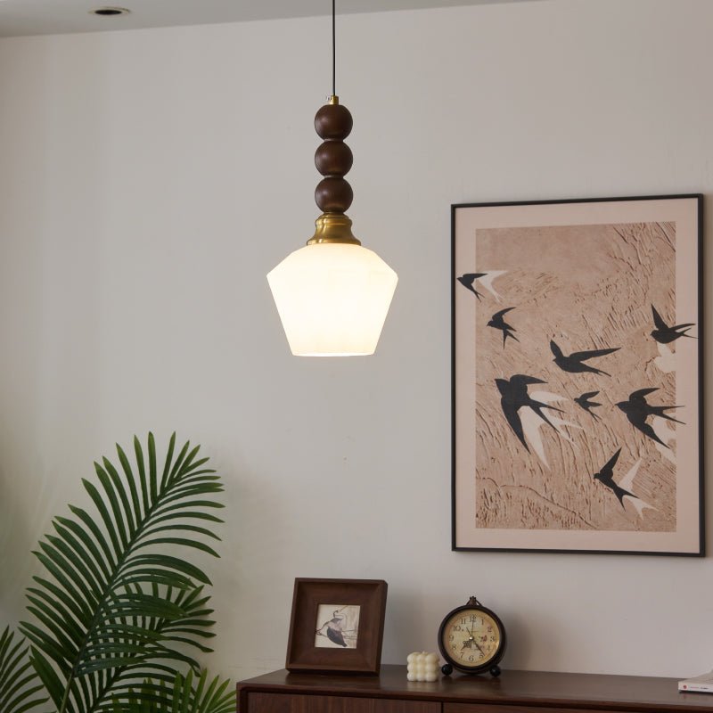 Vothaila lámpara colgante con elegancia tradicional y estilo vintage de vidrio, madera
