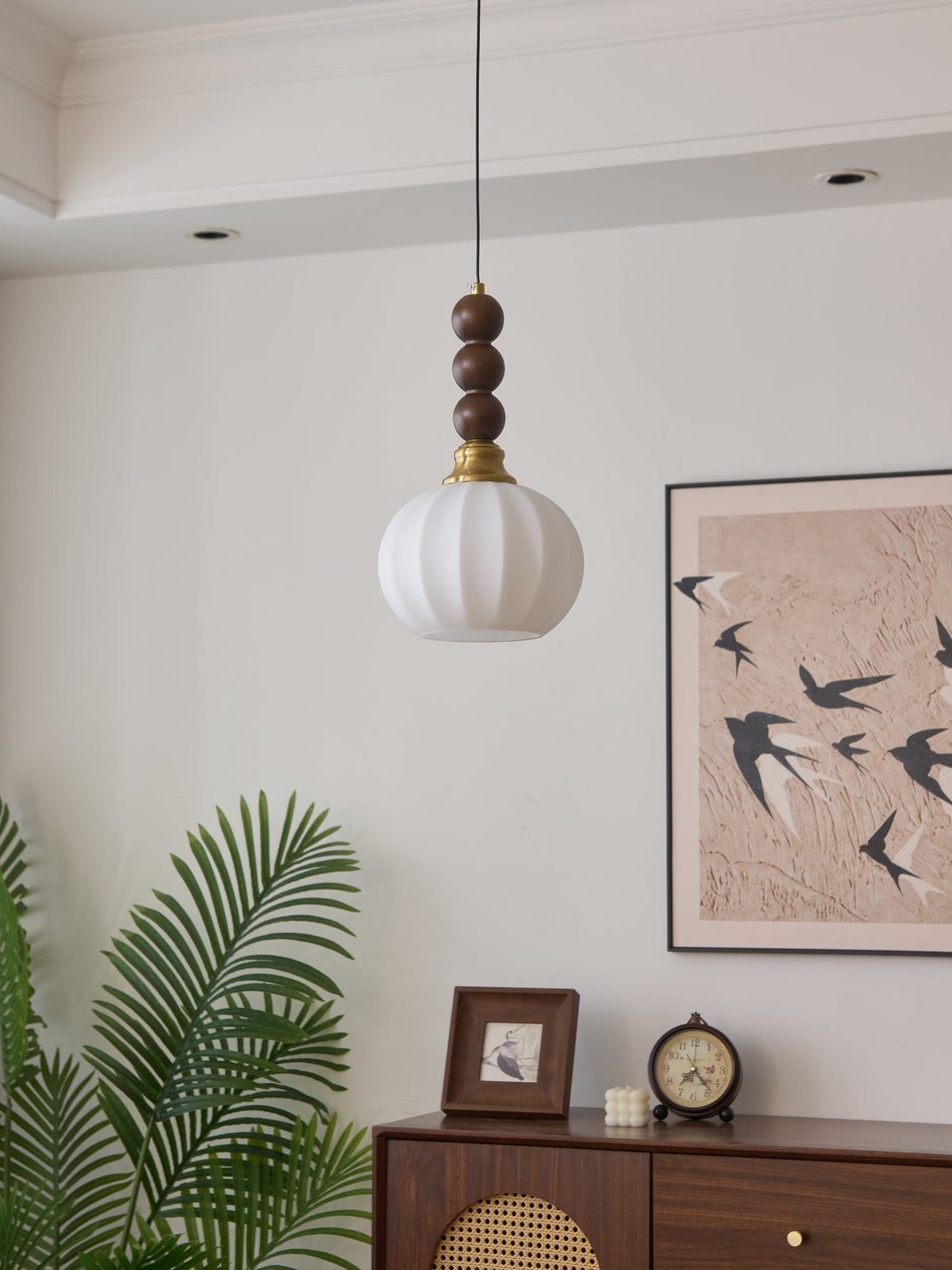 Vothaila lámpara colgante con elegancia tradicional y estilo vintage de vidrio, madera