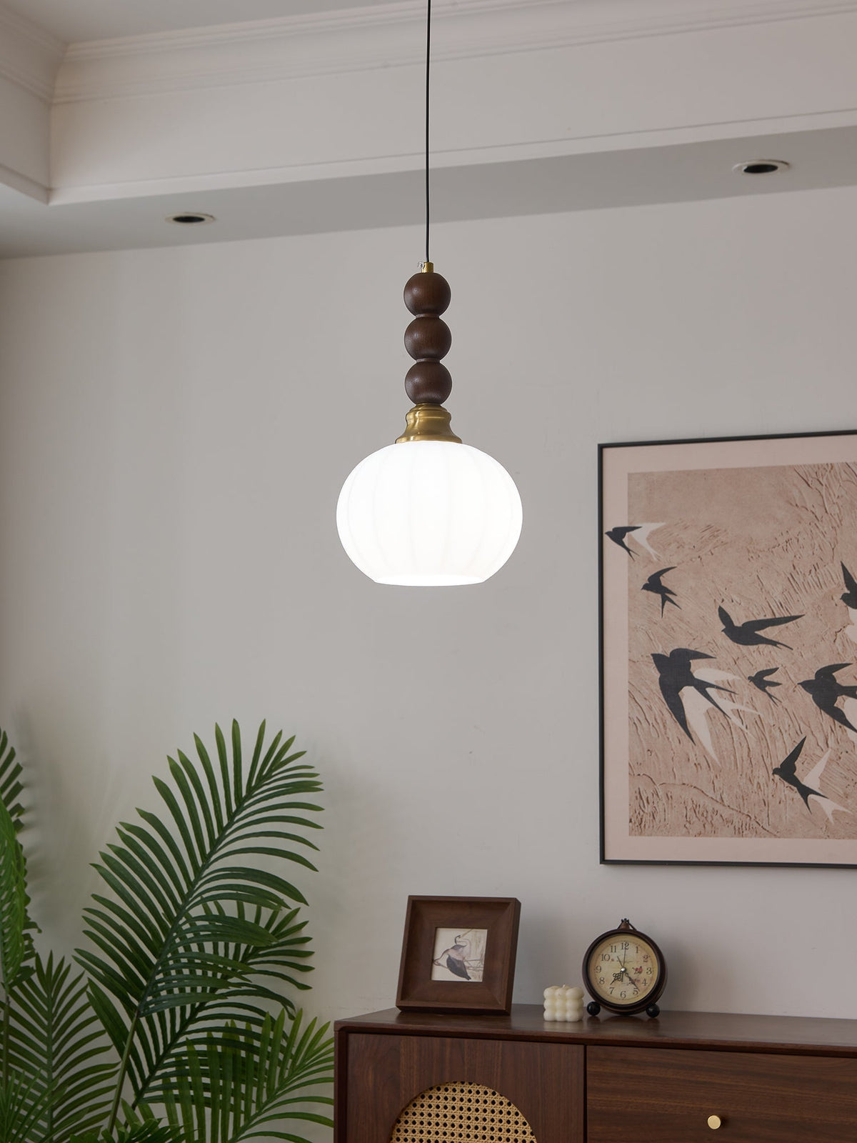 Vothaila lámpara colgante con elegancia tradicional y estilo vintage de vidrio, madera