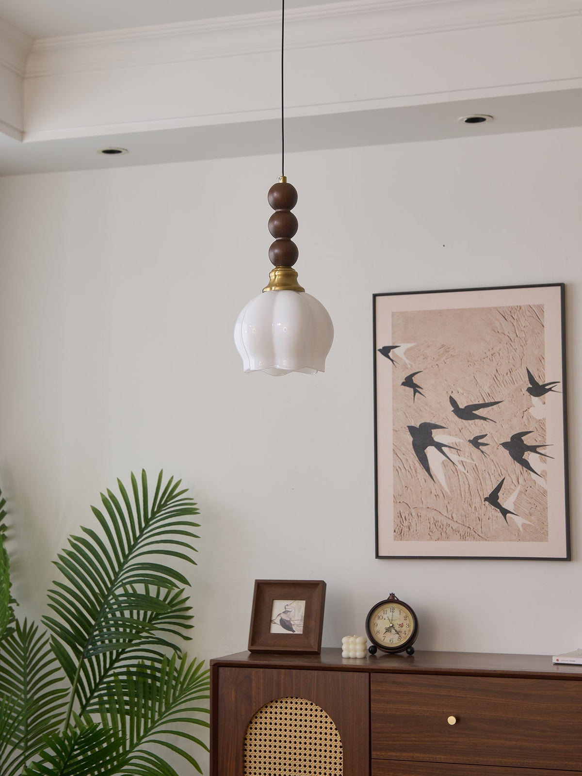 Vothaila lámpara colgante con elegancia tradicional y estilo vintage de vidrio, madera