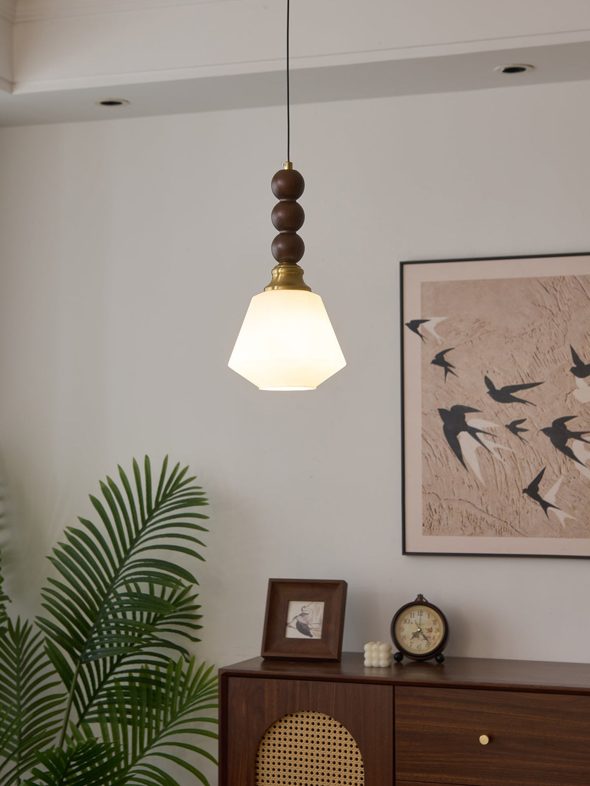 Vothaila lámpara colgante con elegancia tradicional y estilo vintage de vidrio, madera