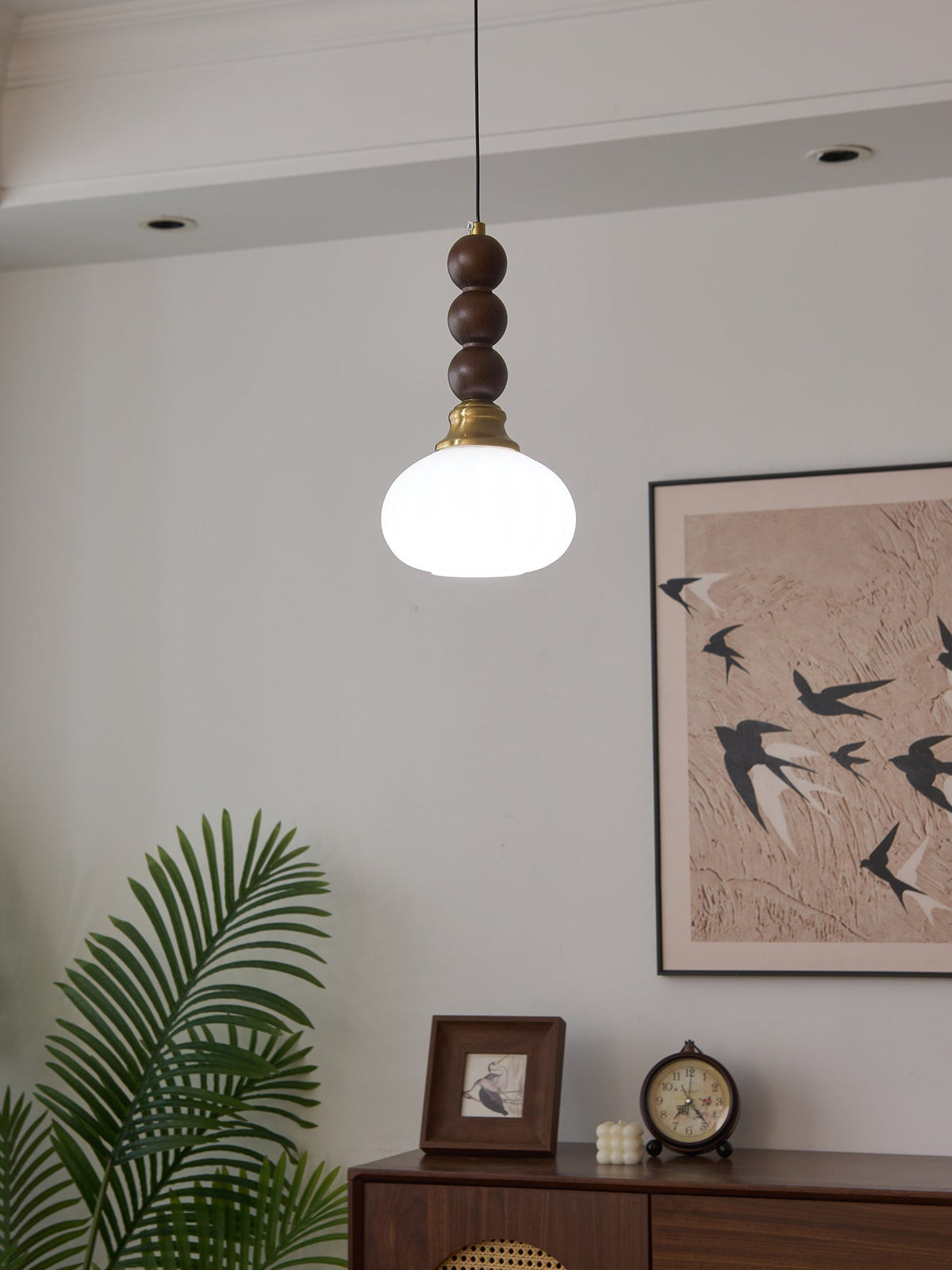 Vothaila lámpara colgante con elegancia tradicional y estilo vintage de vidrio, madera