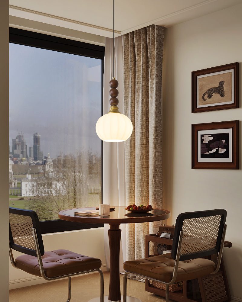 Vothaila lámpara colgante con elegancia tradicional y estilo vintage de vidrio, madera