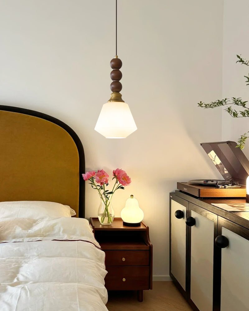 Vothaila lámpara colgante con elegancia tradicional y estilo vintage de vidrio, madera