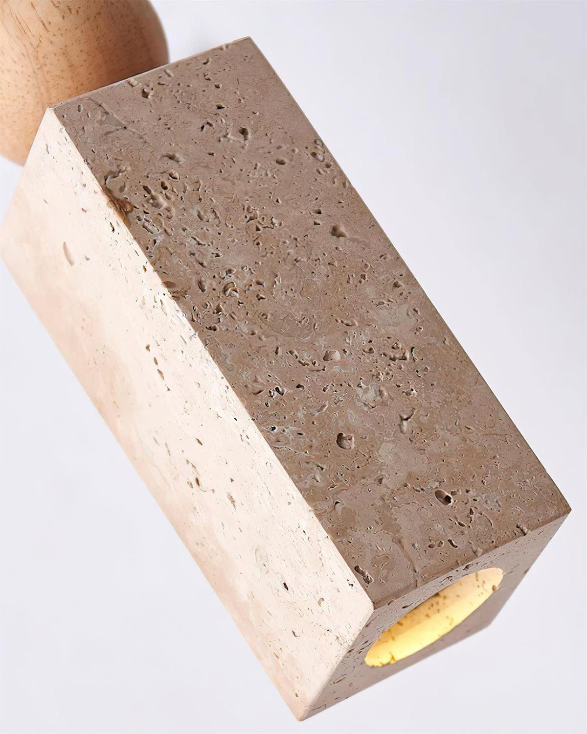 Lámpara Colgante Geométrica de Madera y Travertino Minimalista Nórdica