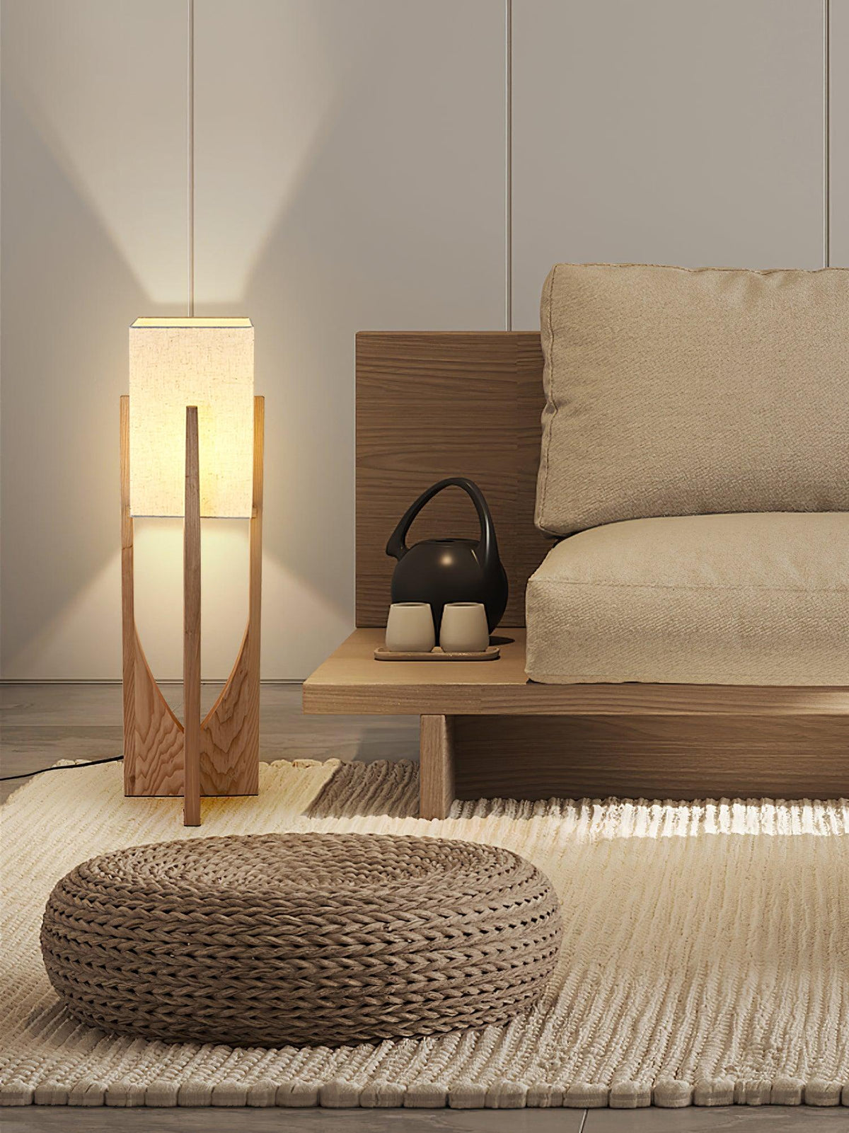 Syleia lámpara de pie de madera moderna