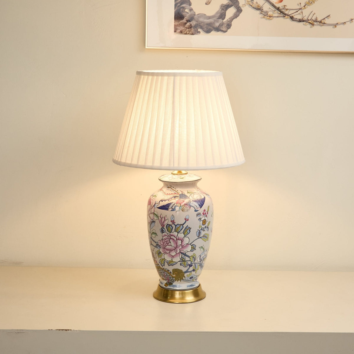 Famille lámpara de mesa Rose de cerámica