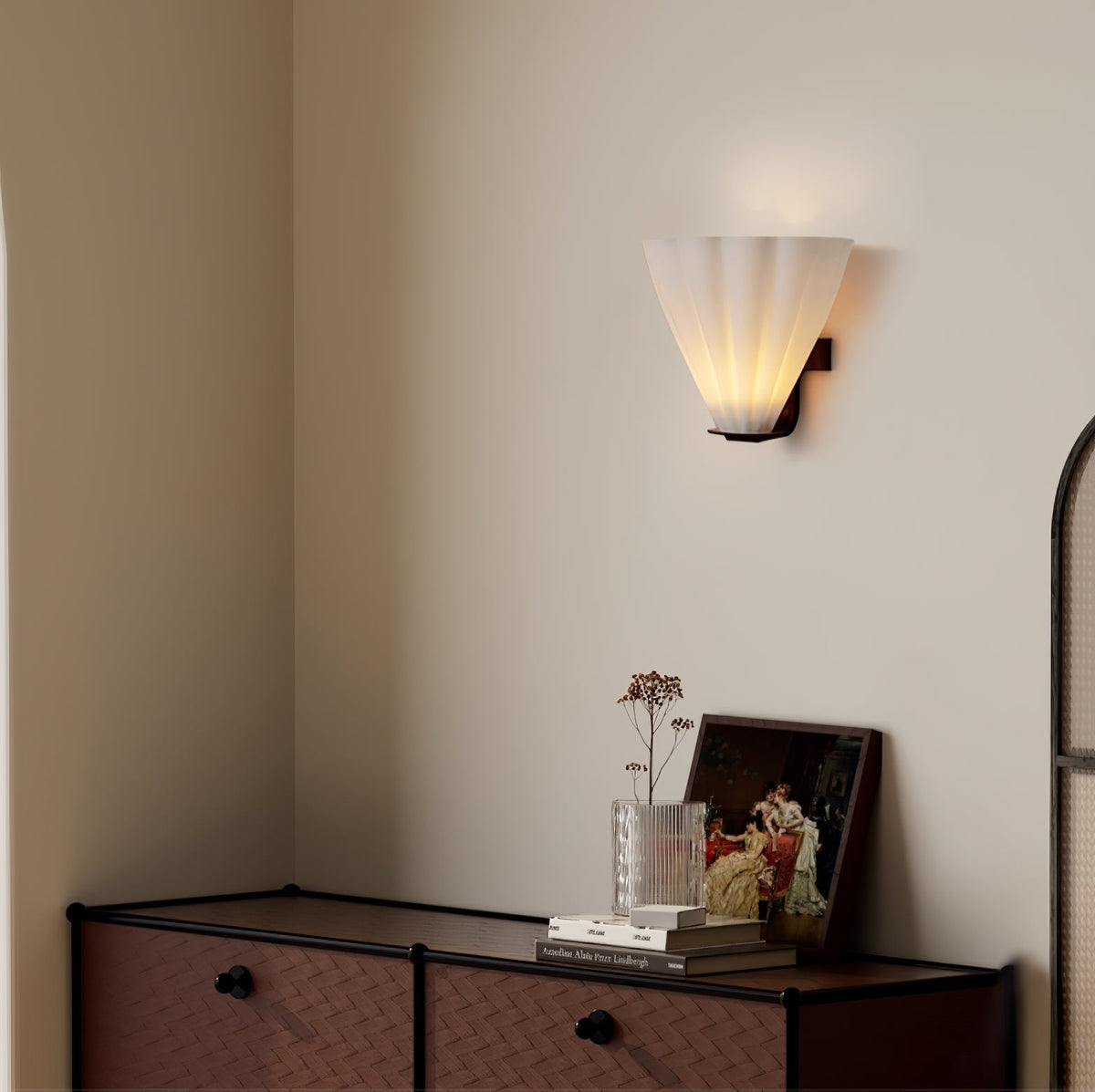 Ixelyn aplique de pared en vidrio con forma de abanico