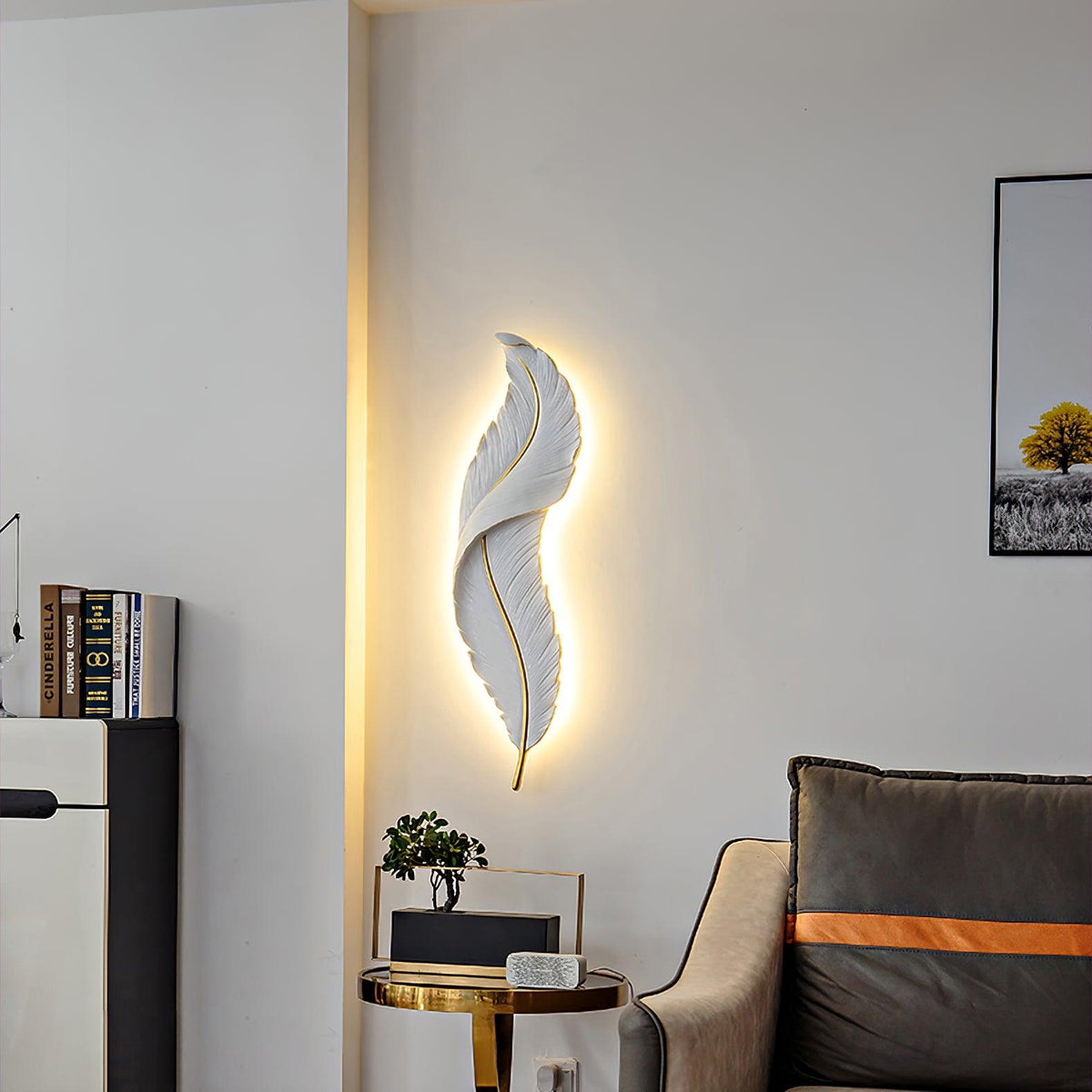 Arvess aplique de pared individual de resina Creatividad Pluma