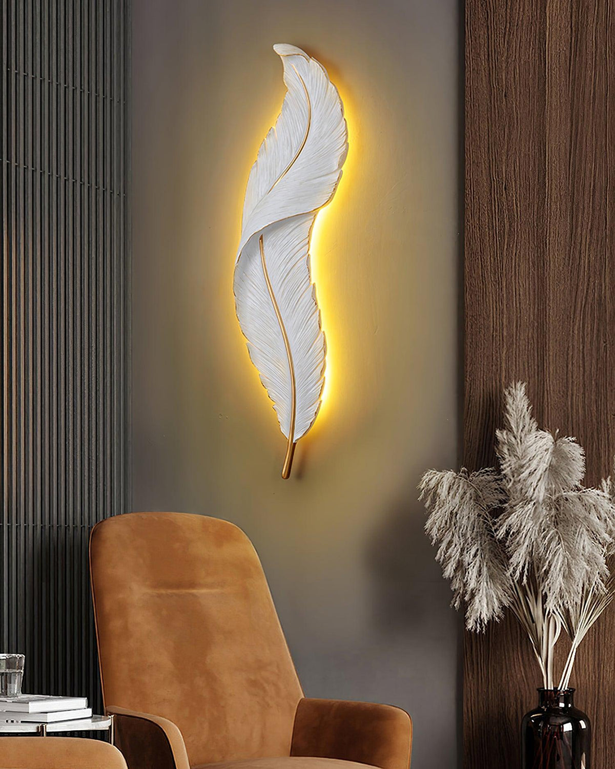 Arvess aplique de pared individual de resina Creatividad Pluma