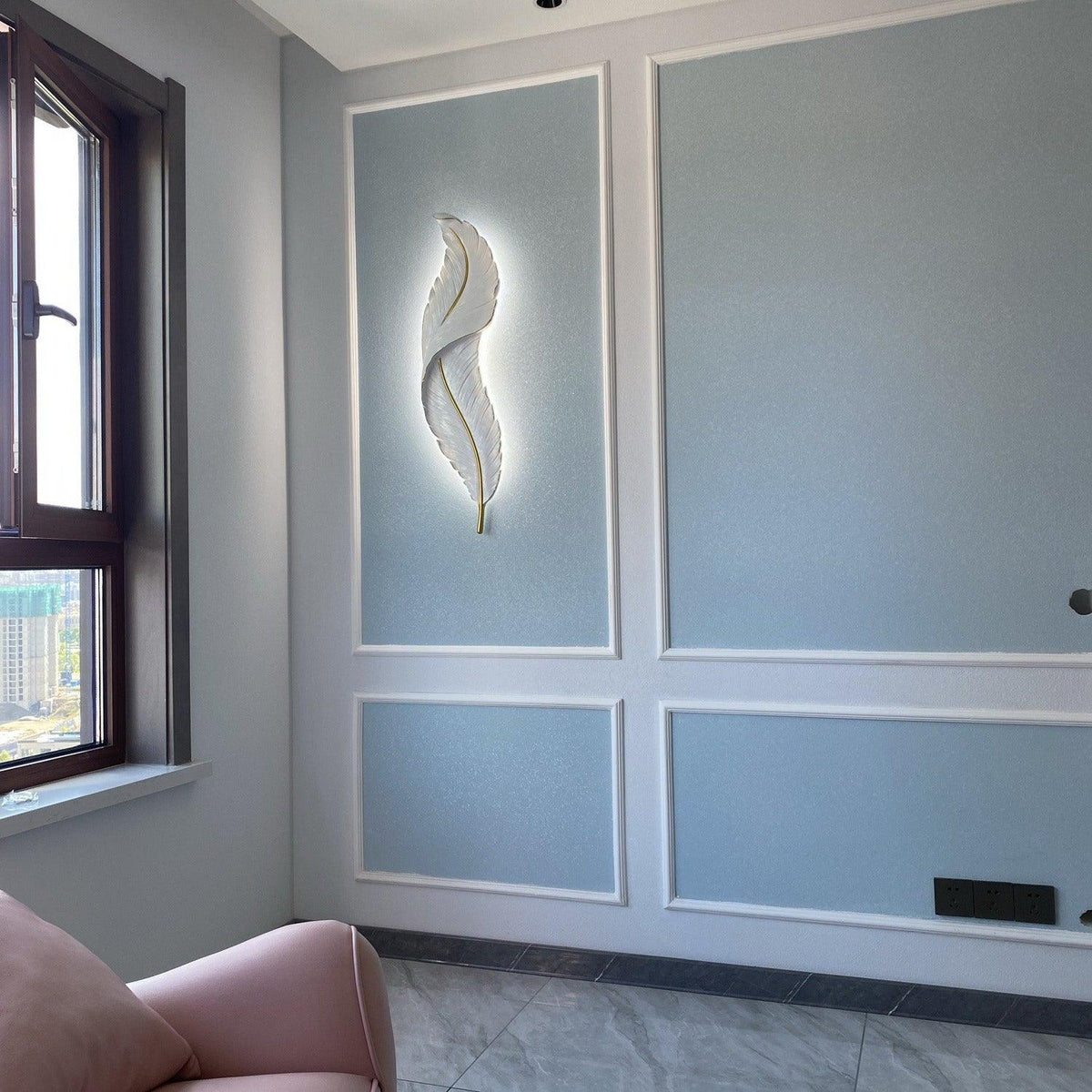 Arvess aplique de pared individual de resina Creatividad Pluma