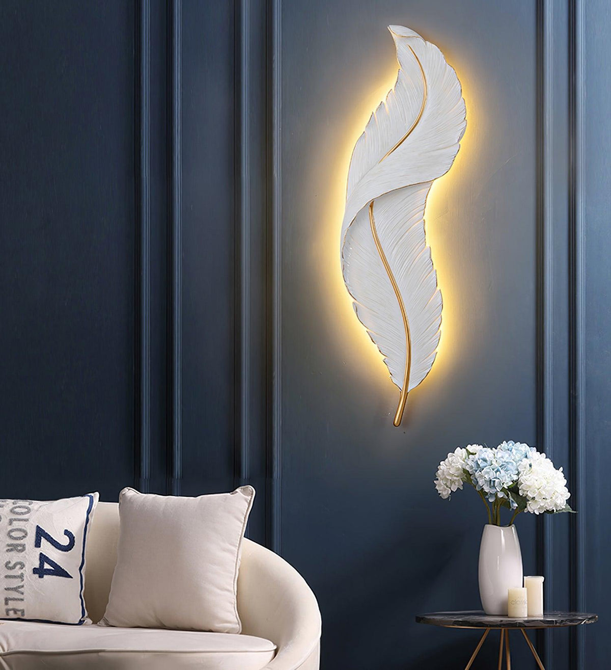Arvess aplique de pared individual de resina Creatividad Pluma