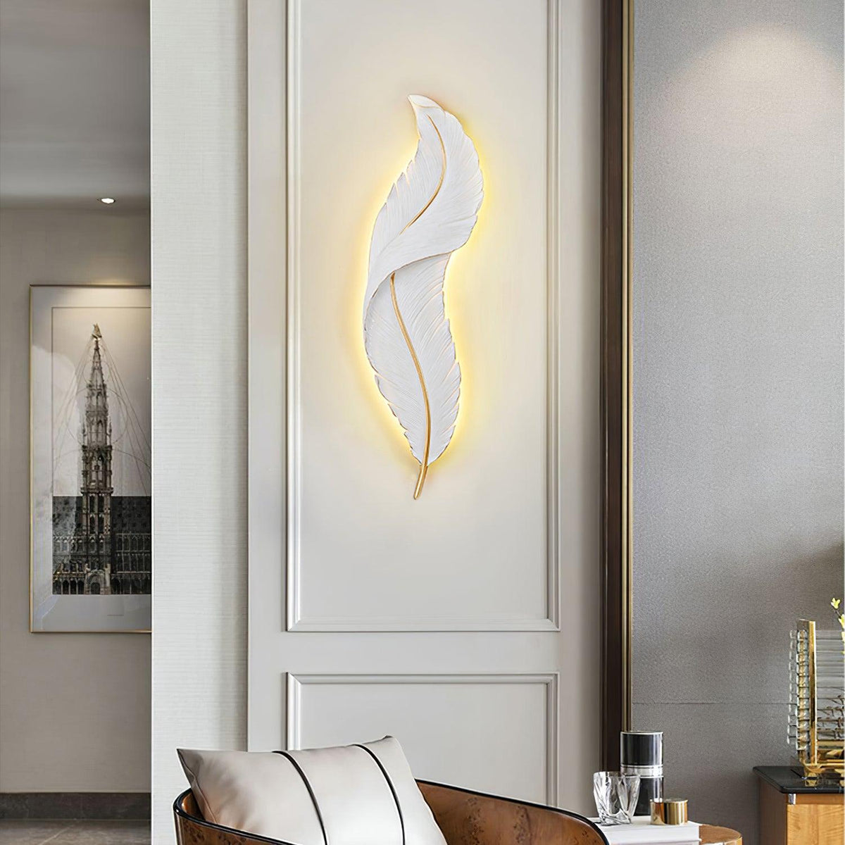 Arvess aplique de pared individual de resina Creatividad Pluma