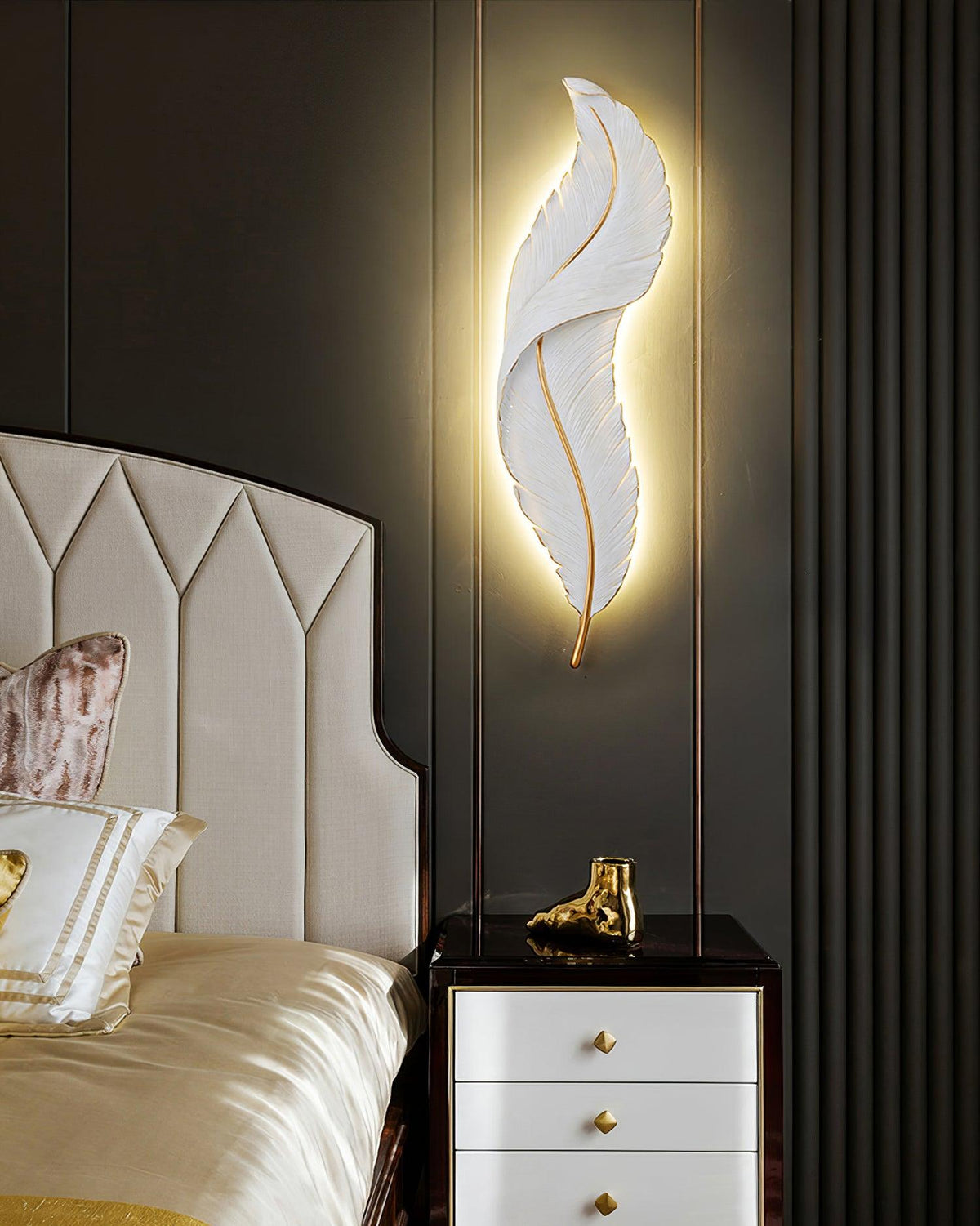 Arvess aplique de pared individual de resina Creatividad Pluma