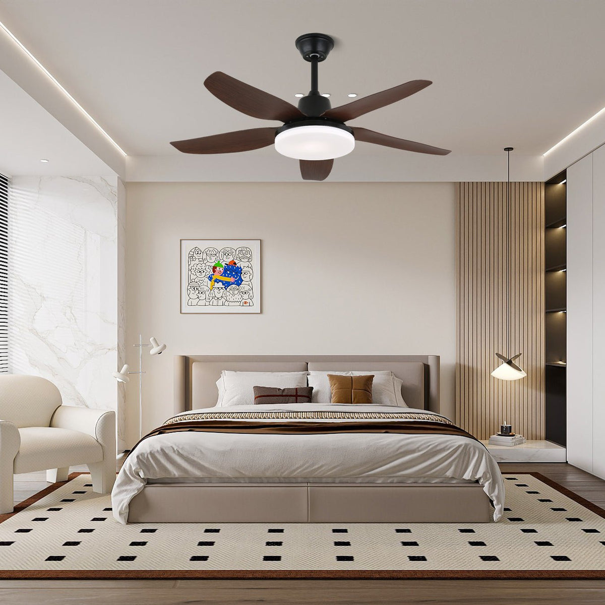 Luvo ventilador de techo con luz moderno de madera