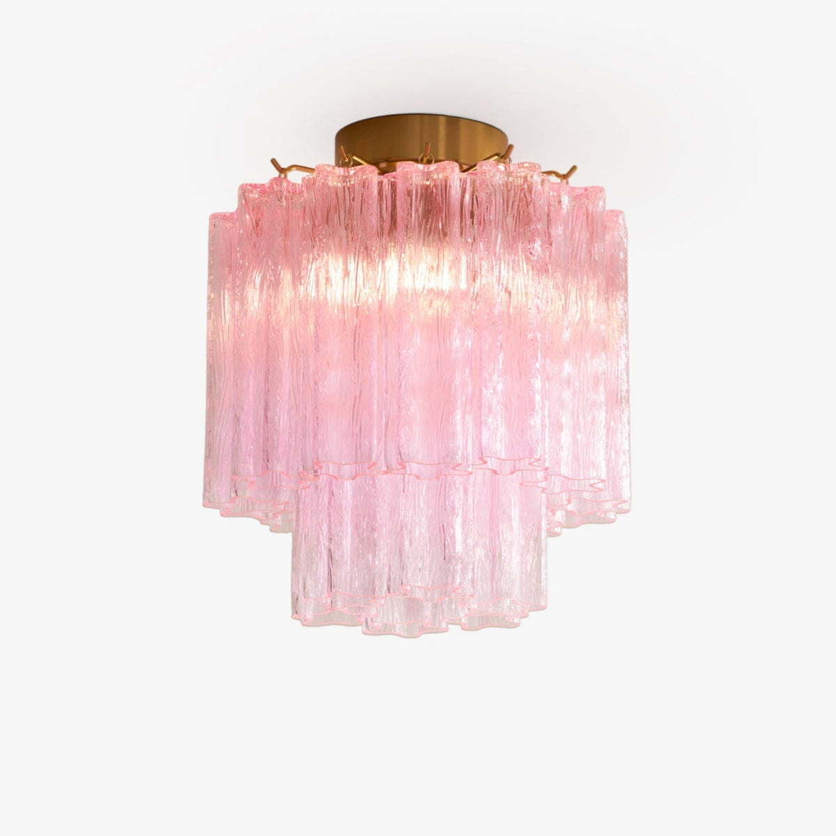 Eiriel lámpara de techo moderna en vidrio de Murano rosa con diseño escalonado tipo