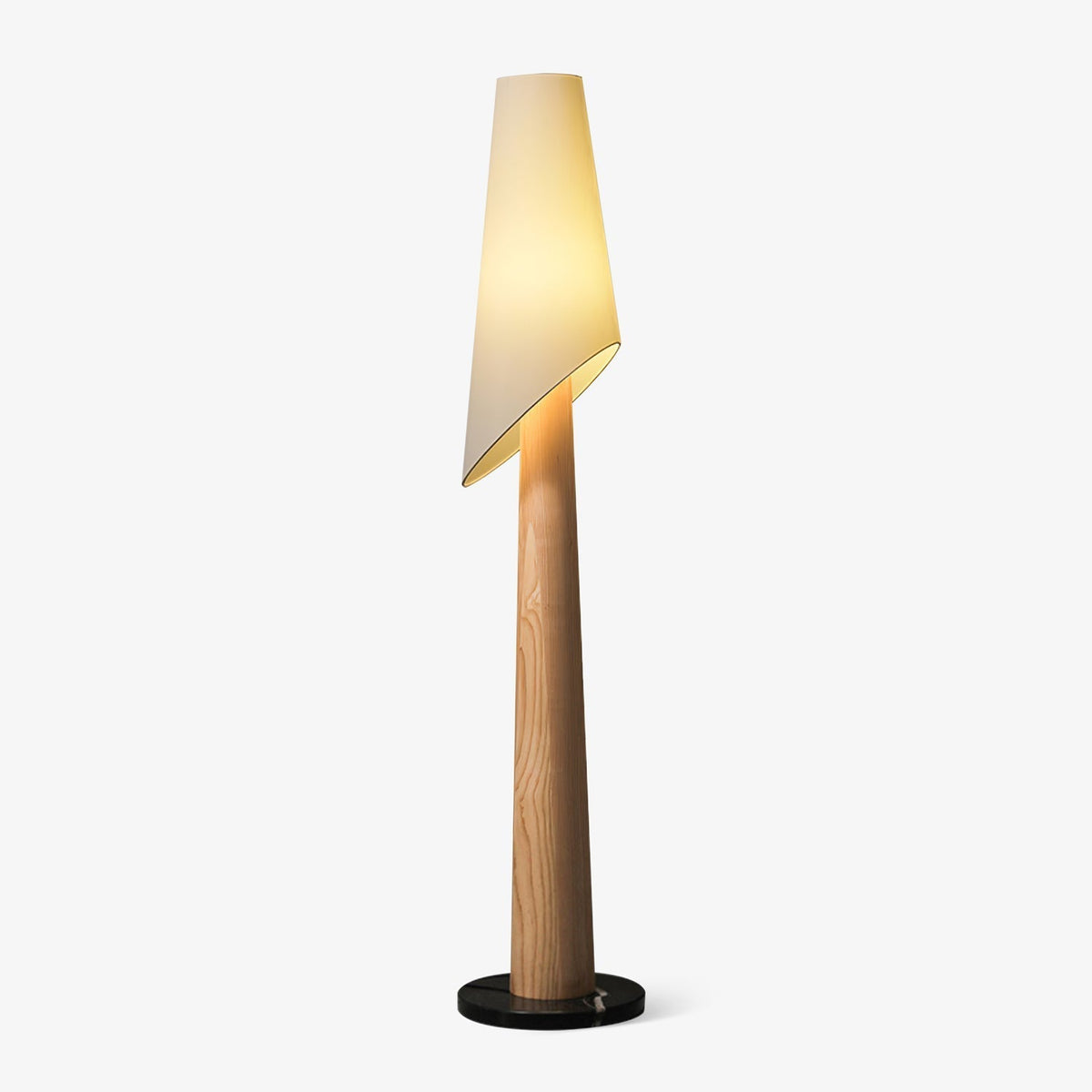 Curven lámpara de pie de madera y mármol