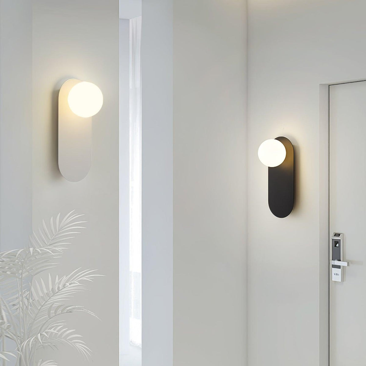 Eiralina aplique de pared con base plana y globo de vidrio y latón