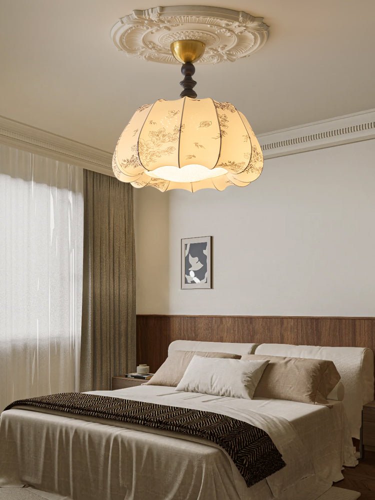 Fleurina lámpara de techo Premium nórdica de arte con madera y tejido