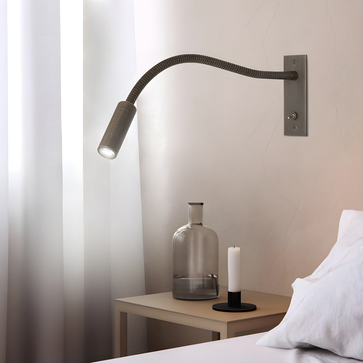 Flame aplique de pared Flexible Gooseneck