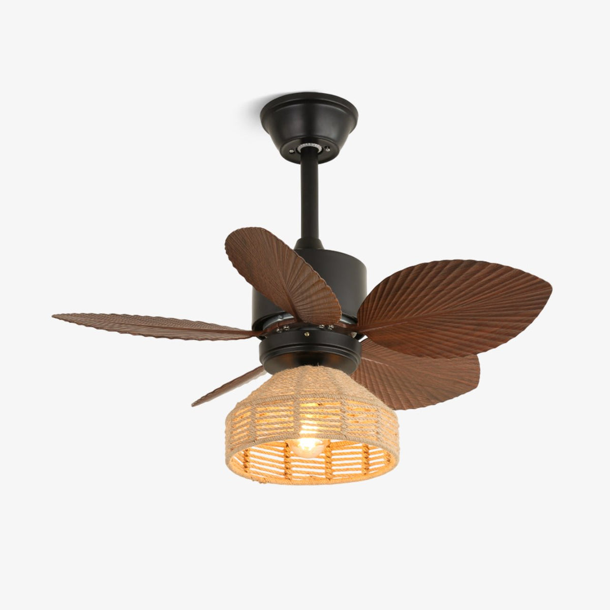 Rivora ventilador de techo con luz de ratán tropical