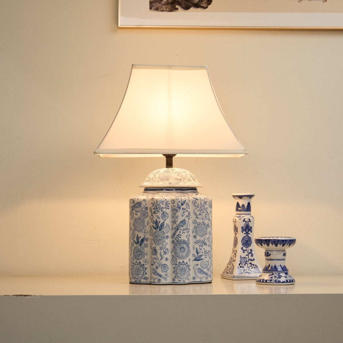 Marcellin lámpara de mesa Floral Bird Jar