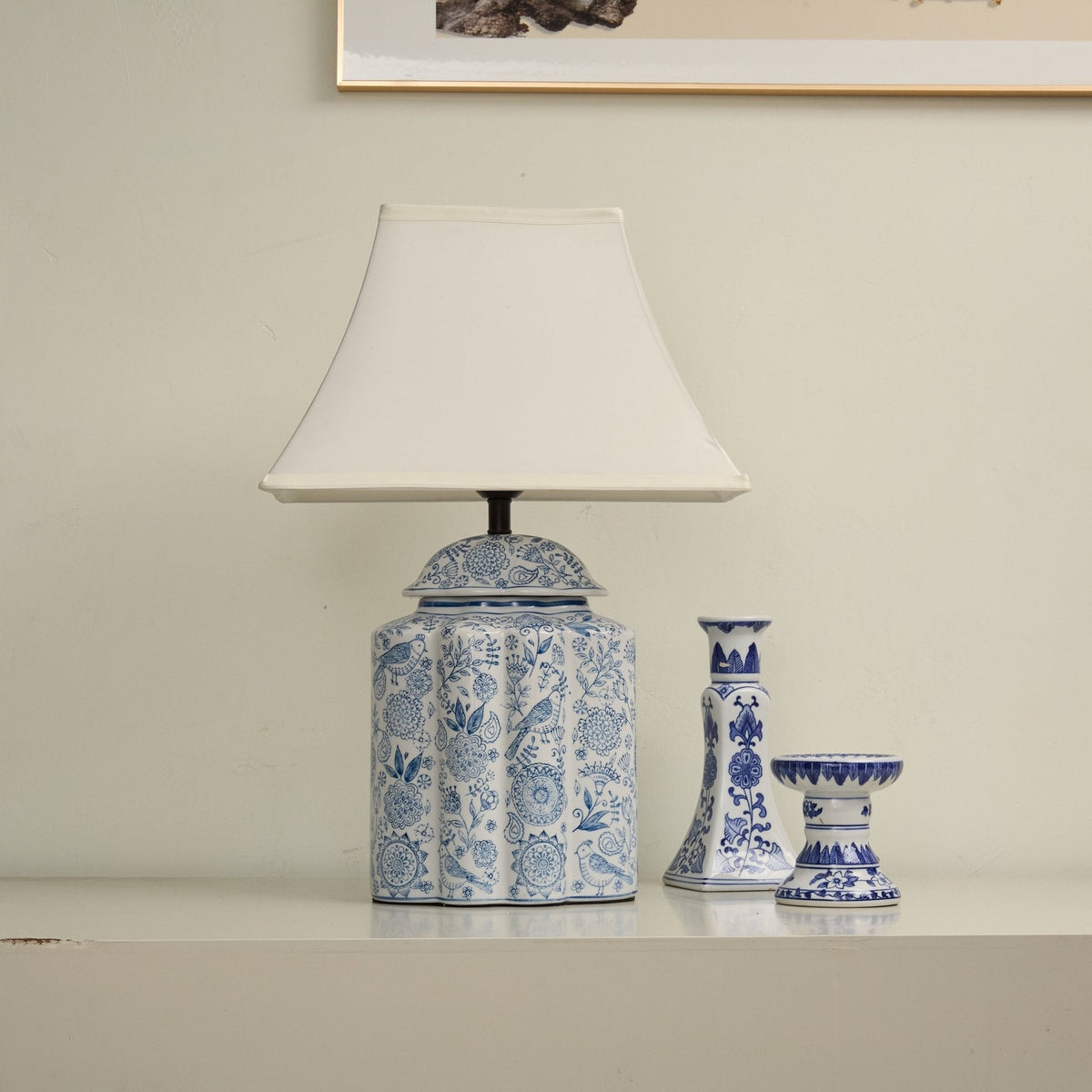 Marcellin lámpara de mesa Floral Bird Jar