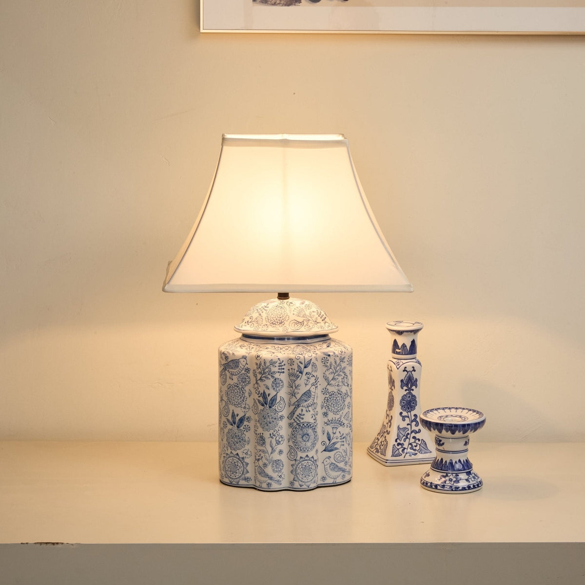 Marcellin lámpara de mesa Floral Bird Jar
