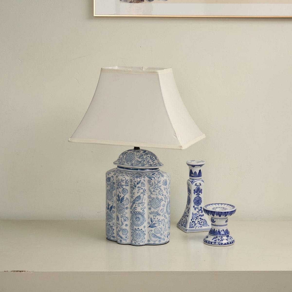 Marcellin lámpara de mesa Floral Bird Jar