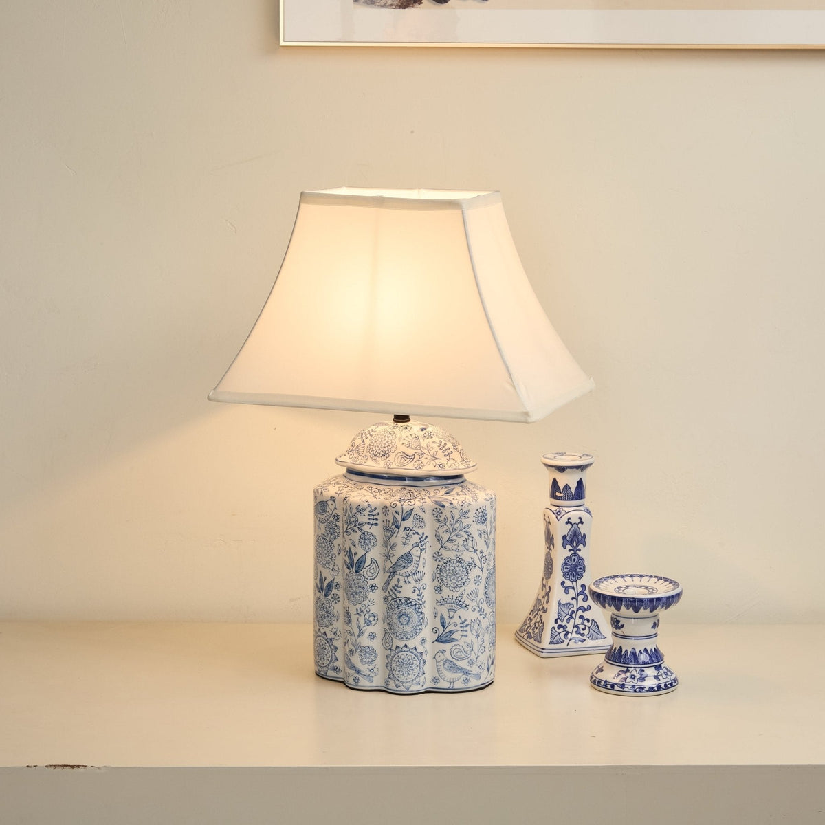 Marcellin lámpara de mesa Floral Bird Jar