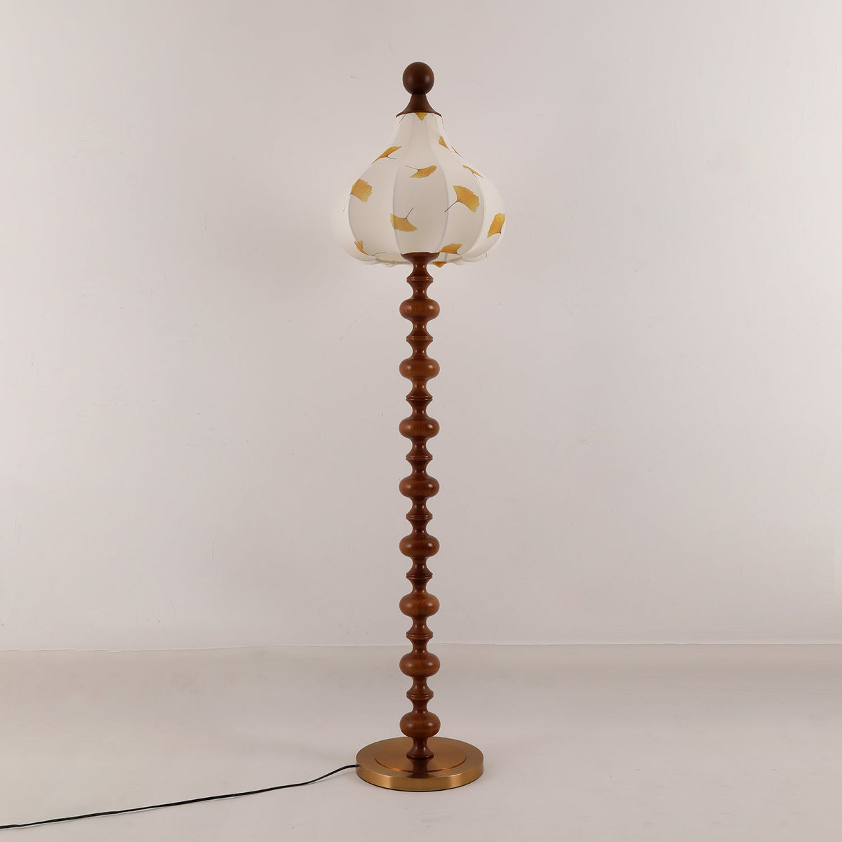 Gagell lámpara de pie elegante de madera y tejido
