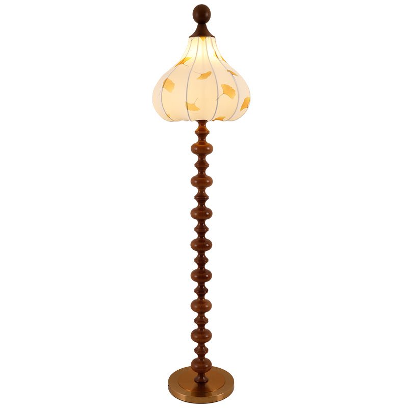 Gagell lámpara de pie elegante de madera y tejido