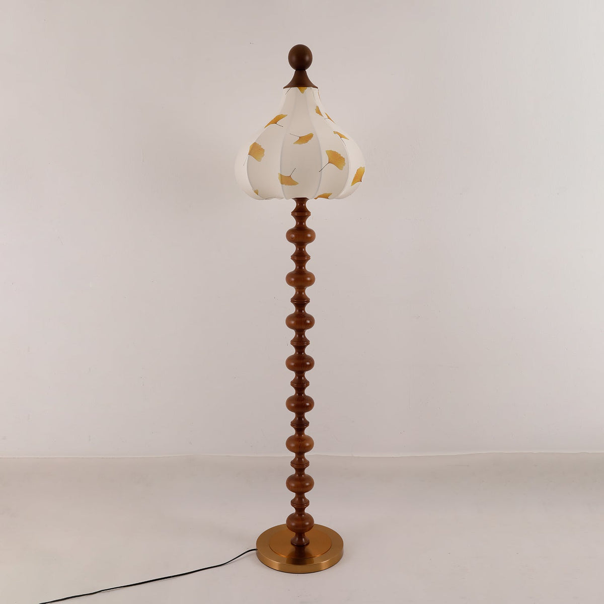 Gagell lámpara de pie elegante de madera y tejido
