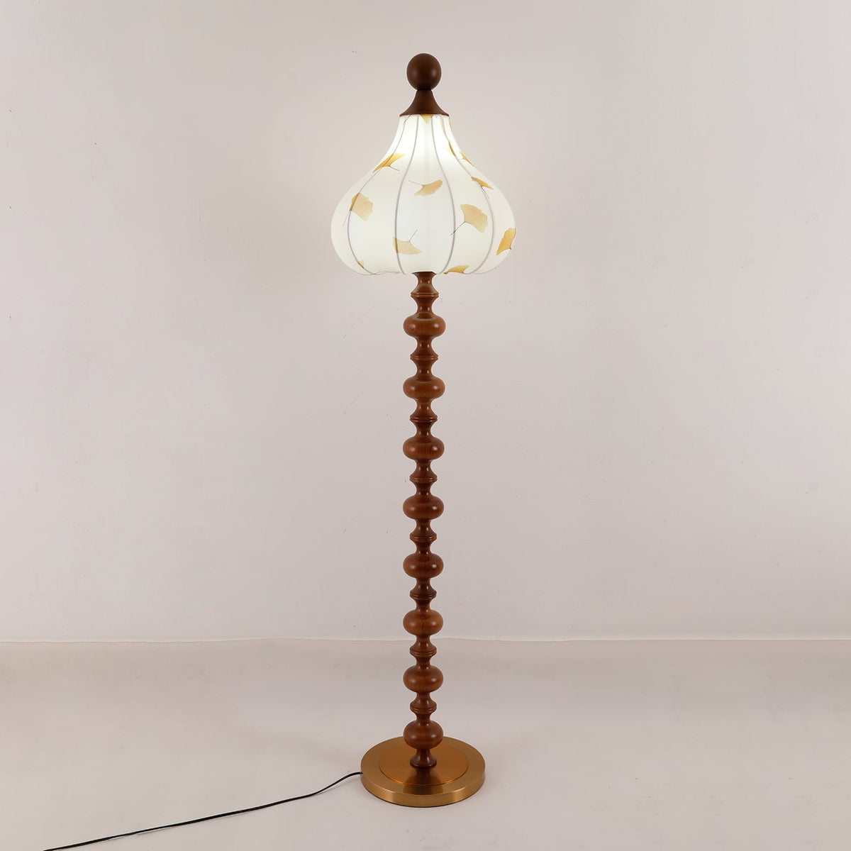Gagell lámpara de pie elegante de madera y tejido
