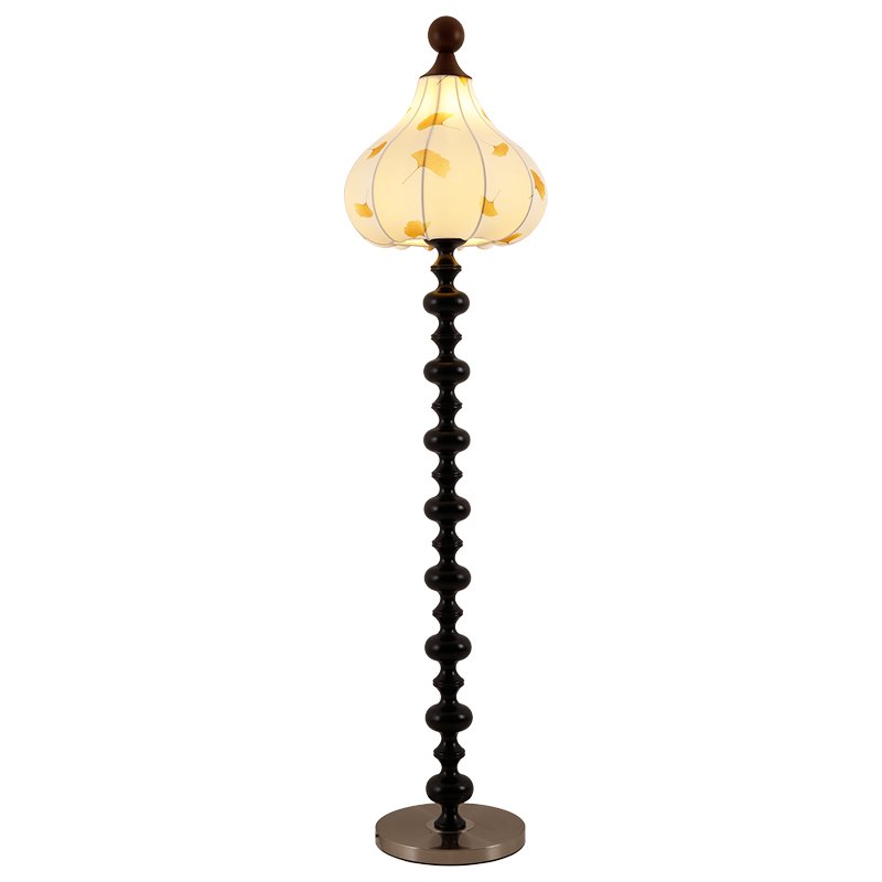Gagell lámpara de pie elegante de madera y tejido