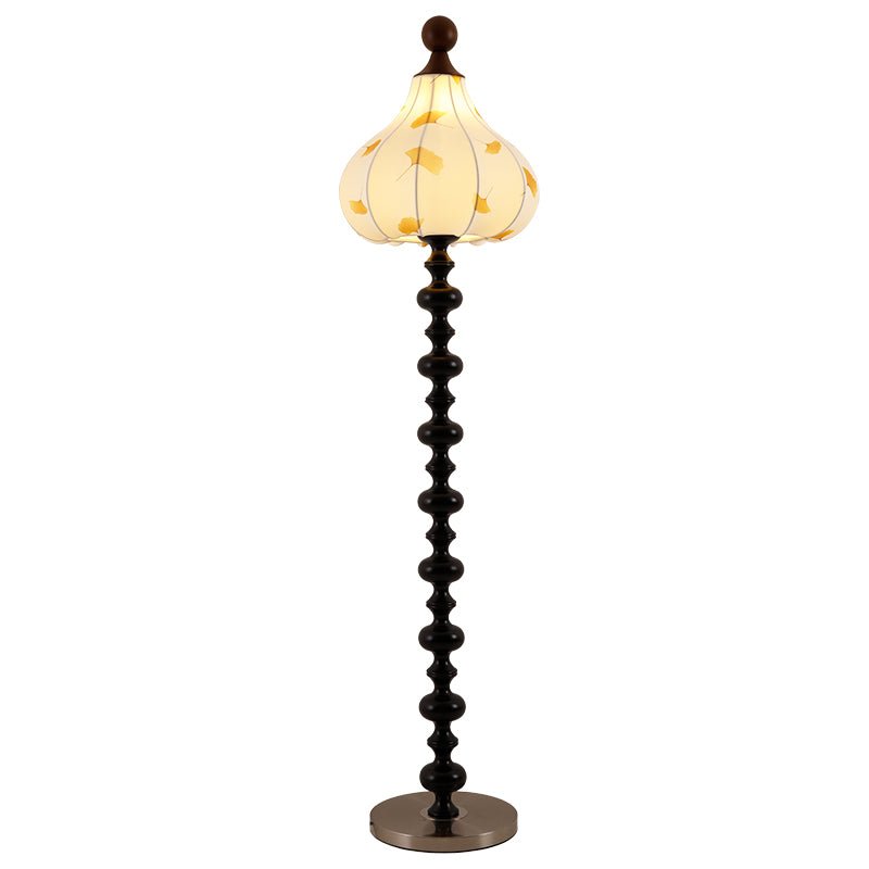 Gagell lámpara de pie elegante de madera y tejido