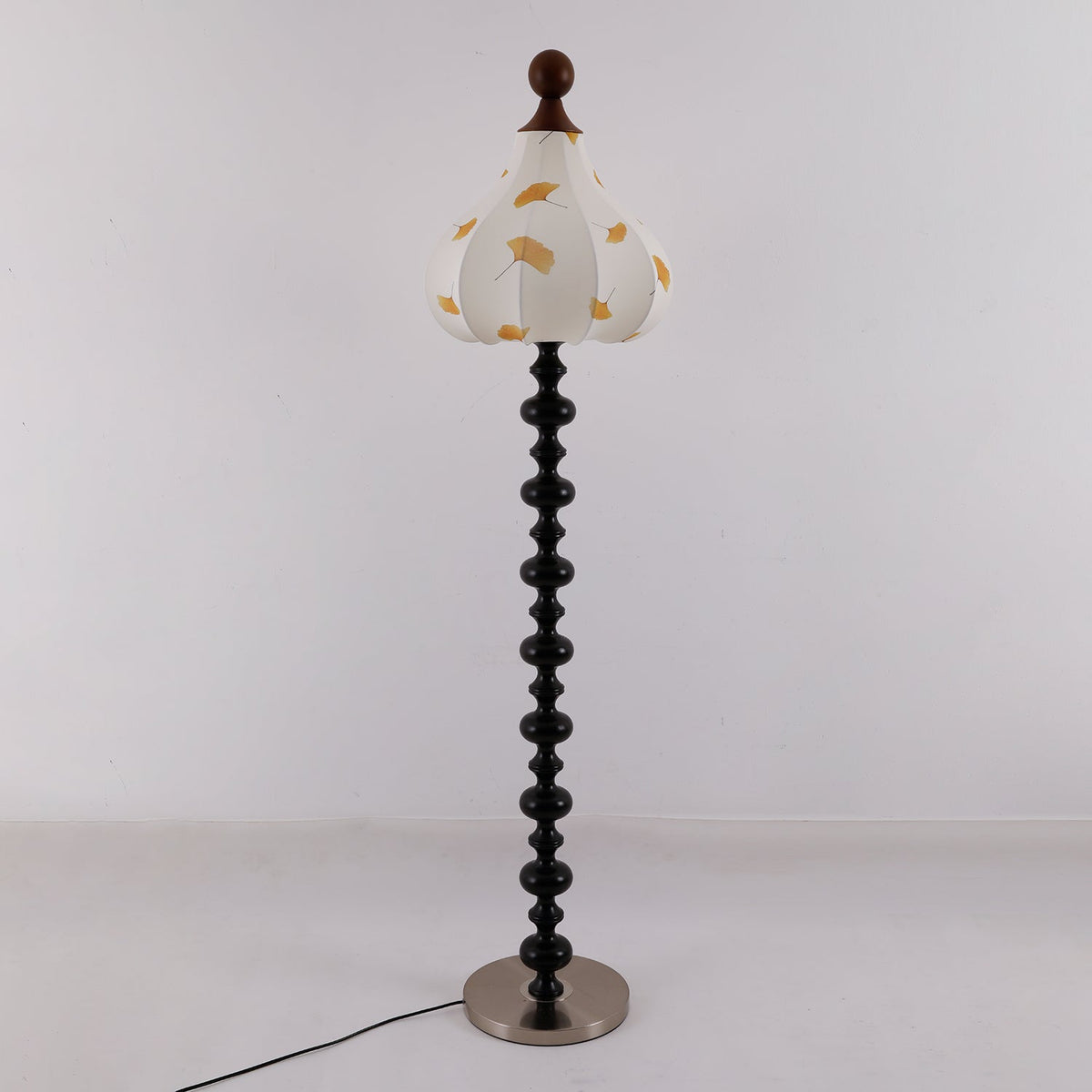 Gagell lámpara de pie elegante de madera y tejido