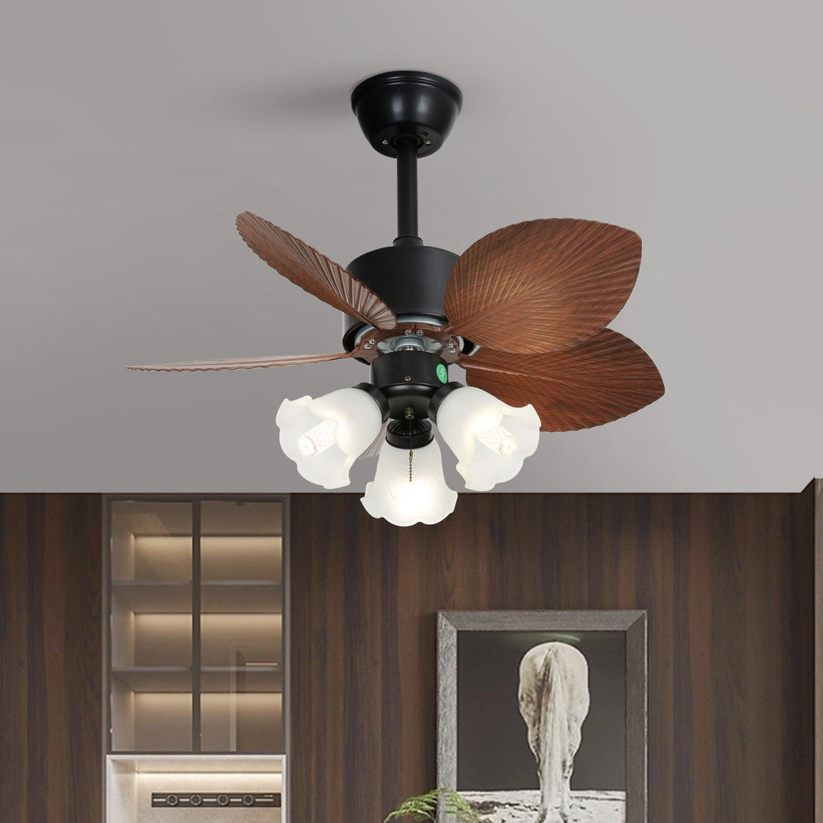 Rinirian ventilador de techo con luz Vintage de madera