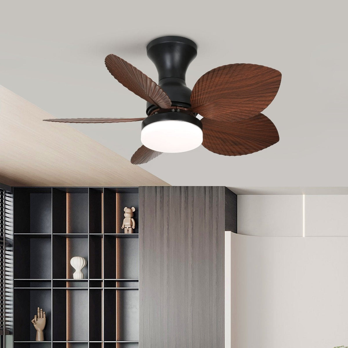 Rinirian ventilador de techo con luz Vintage de madera