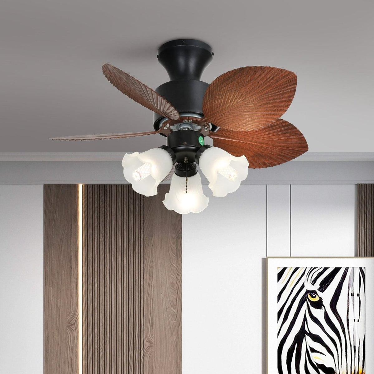 Rinirian ventilador de techo con luz Vintage de madera