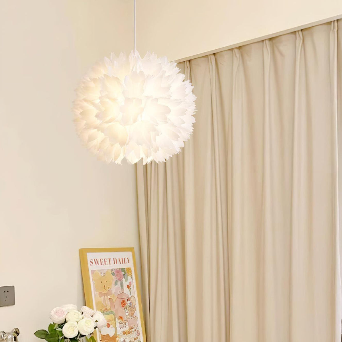 Renuiella lámpara colgante de bola floral nórdica artística