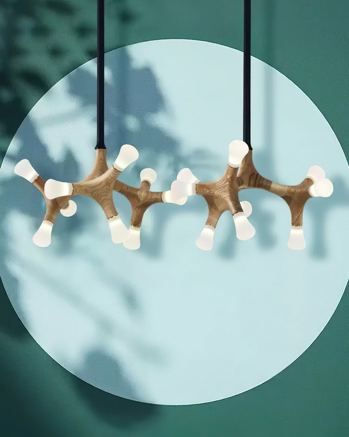 Mynorila lámpara colgante con diseño de rama y estructura de madera