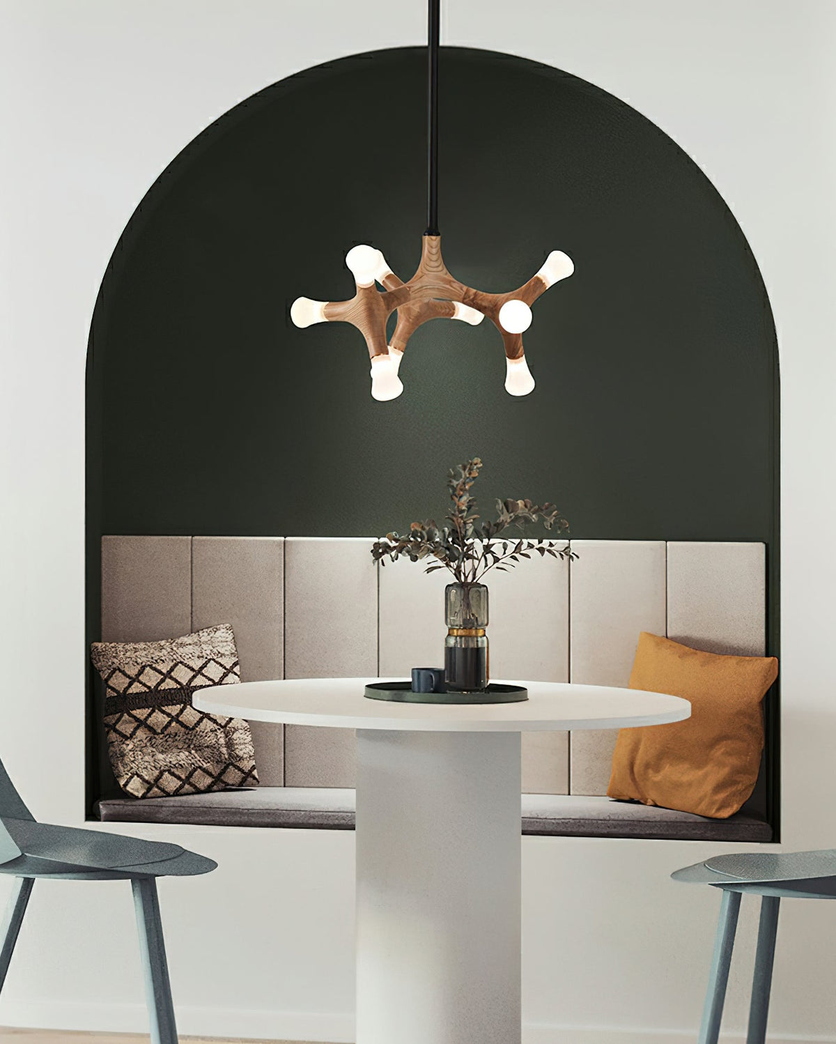 Mynorila lámpara colgante con diseño de rama y estructura de madera