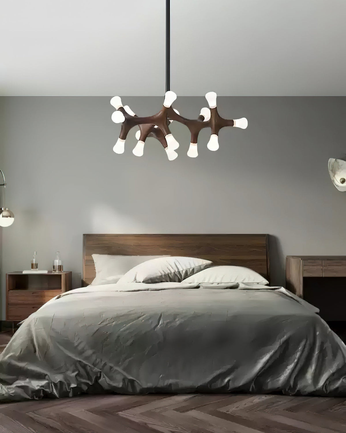 Mynorila lámpara colgante con diseño de rama y estructura de madera