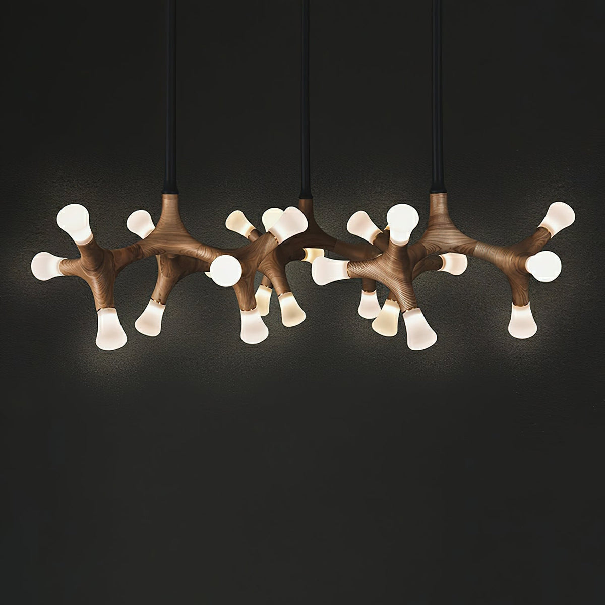 Mynorila lámpara colgante con diseño de rama y estructura de madera