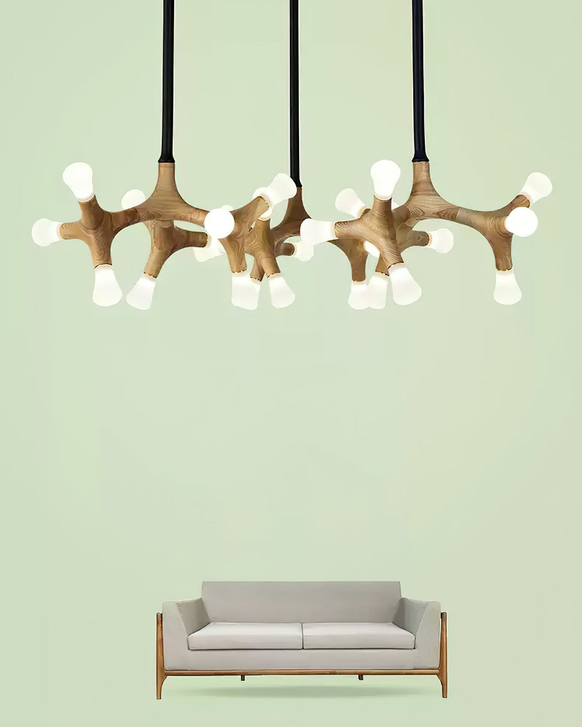 Mynorila lámpara colgante con diseño de rama y estructura de madera
